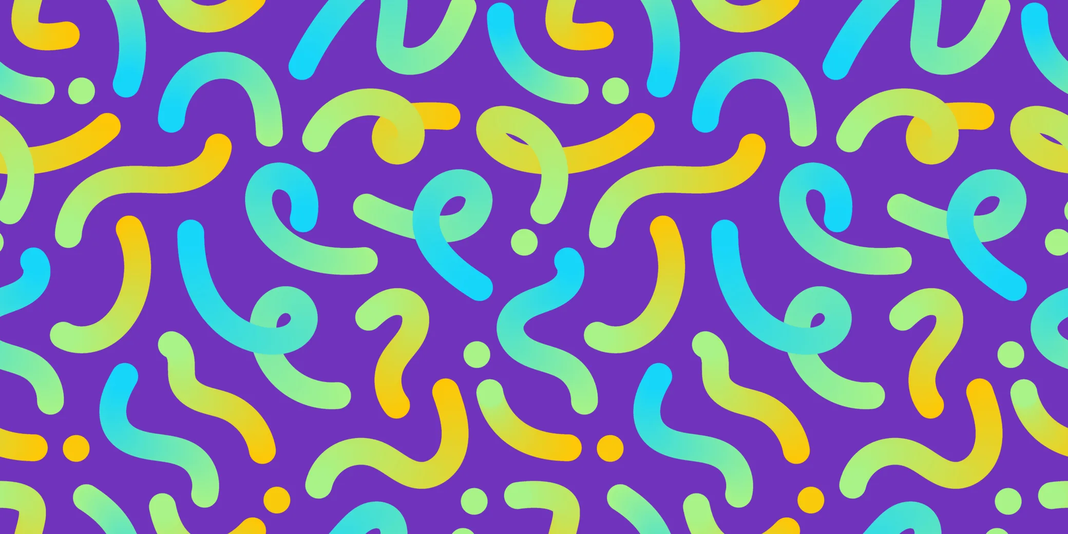 Colorful abstract pattern of glowing curved lines on a purple background